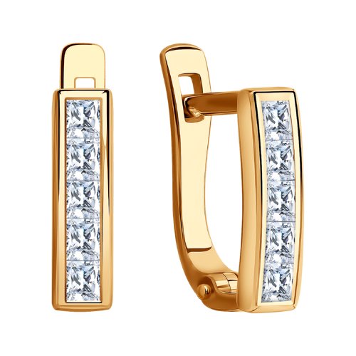 Cercei din Aur Roz 14K cu Zirconiu - 2