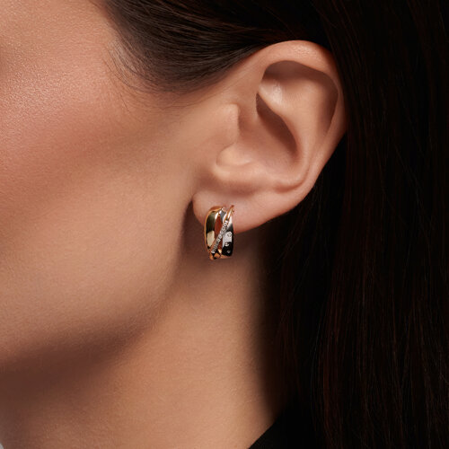 Cercei din Aur Galben 14K cu Diamante - 3