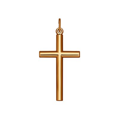 Pandantiv Cruce din Aur Roz 14K  - 1