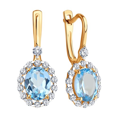 Cercei din Aur Roz 14K cu Topaz si Zirconiu - 2