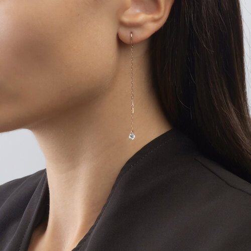 Cercei din Aur Roz 14k cu Zirconiu - 2