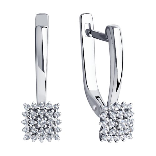 Cercei din Aur Alb 14K cu Diamante  - 2