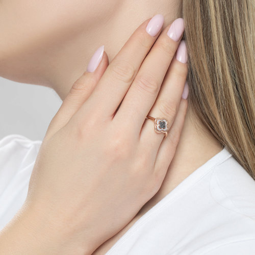 Inel din Aur Roz 14K cu Diamante  - 4