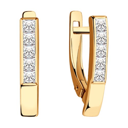 Cercei din Aur Roz 14k cu Zirconiu - 2