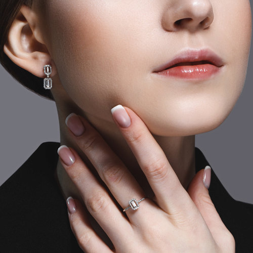 Inel din Aur Alb 14K cu Diamante - 5