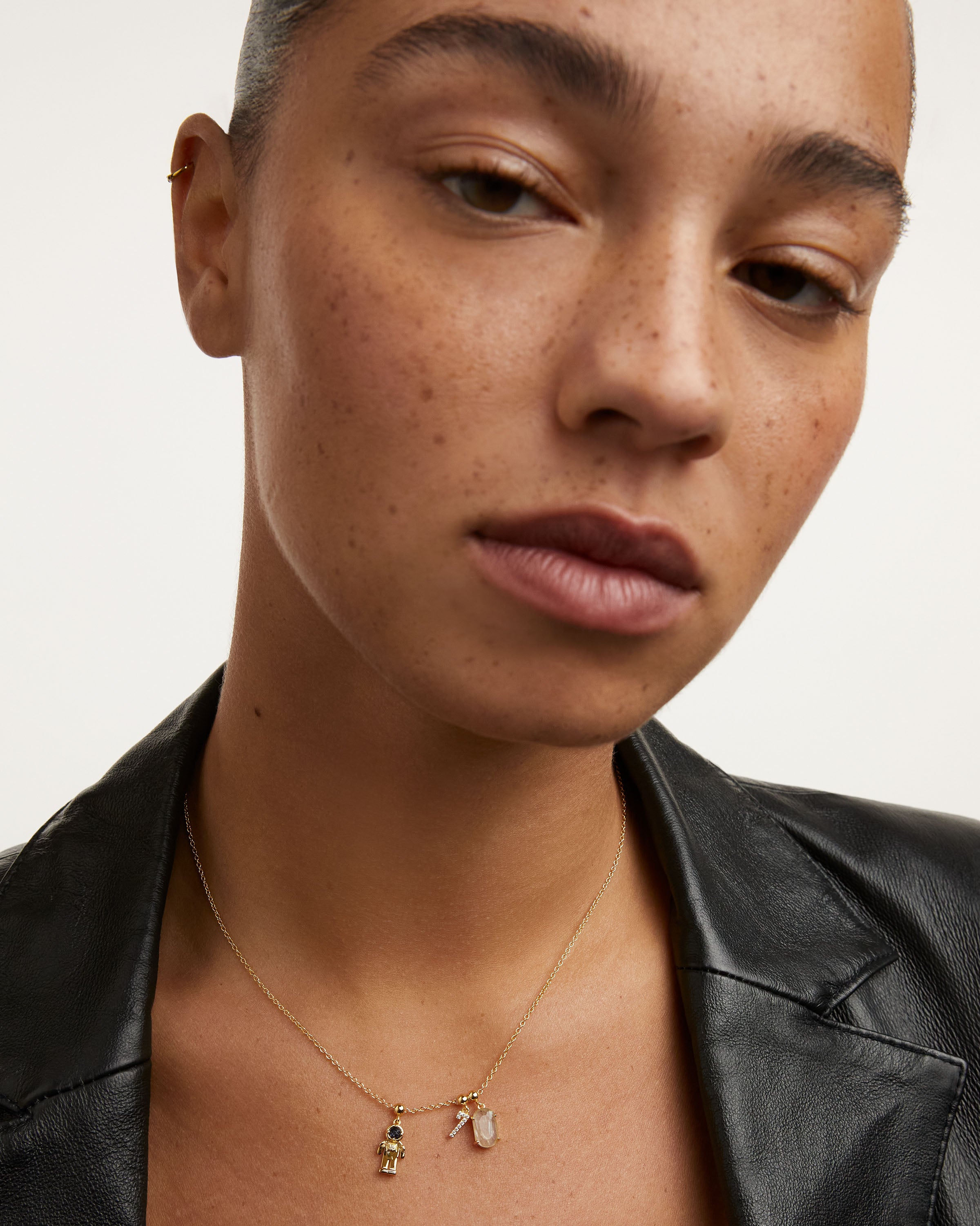 Pandantiv Charm din Argint placat cu Aur cu Sidef - 3