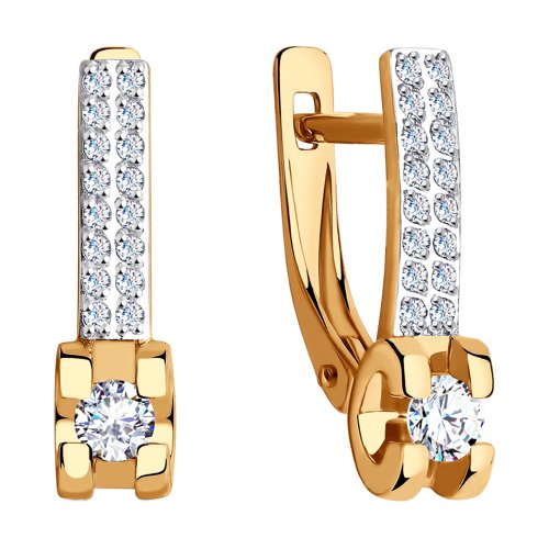 Cercei din Aur Roz 14K cu Zirconiu - 2