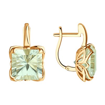 Cercei din Aur Roz 14K cu Ametist Verde - 1
