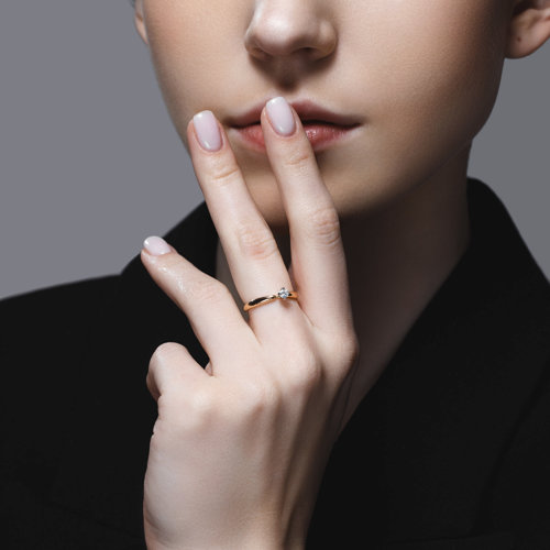 Inel din Aur Roz 14K cu Diamant - 4