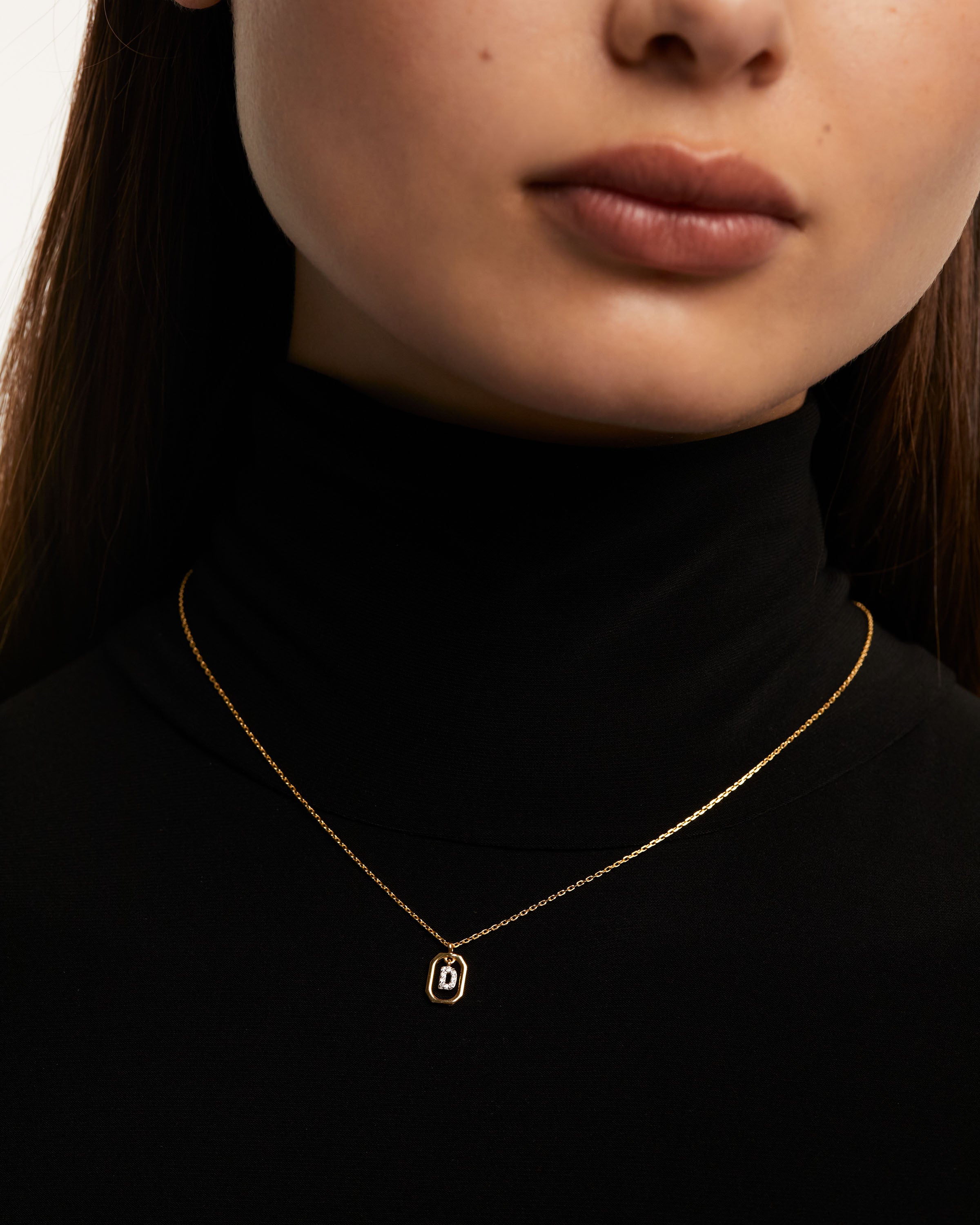 Colier din Argint placat cu Aur cu Zirconiu Litera D - 2