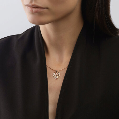 Pandantiv din Aur Roz 14k cu Zirconiu „Inima” - 3