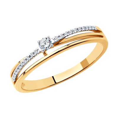 Inel din Aur Roz 14K cu Diamante - 1