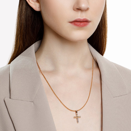 Pandantiv din Aur Roz 14K cu Opal si Diamante - 3