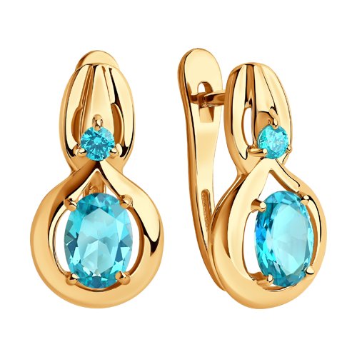 Cercei din Aur Roz 14K cu Topaz Swarovski si Zirconiu - 2