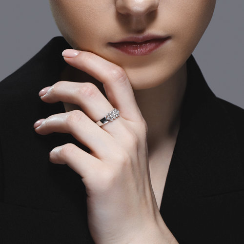 Inel din Aur Alb 14K cu Diamante - 3