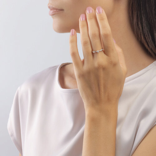 Inel din Aur Roz 14K cu Diamante - 4