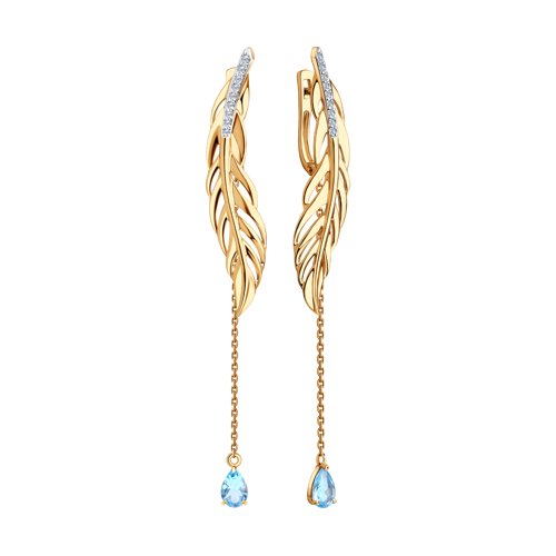 Cercei din Aur Roz 14K cu Topaz si Zirconiu - 2