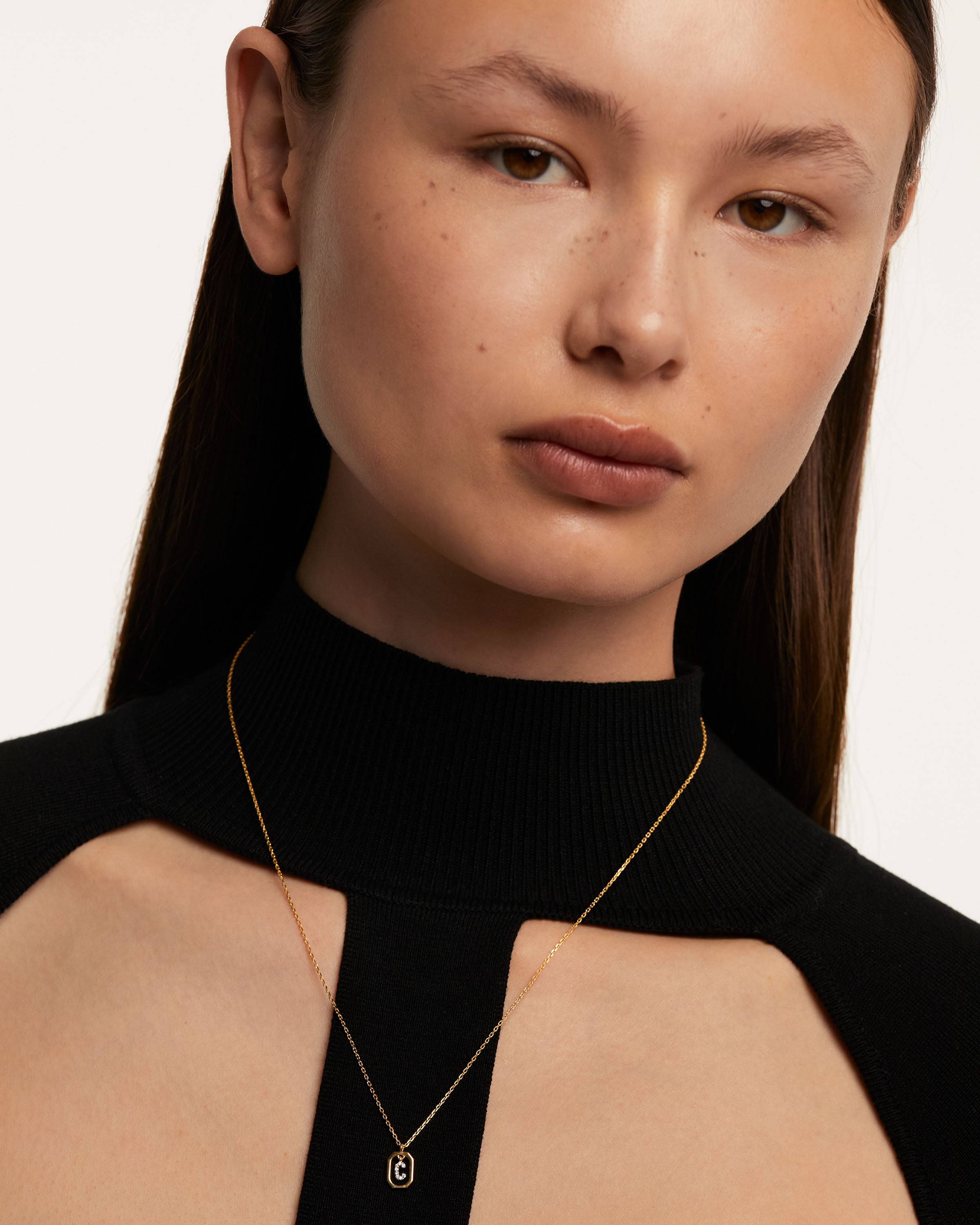 Colier din Argint placat cu Aur cu Zirconiu Litera C - 2