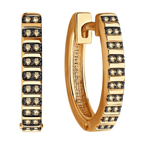 Cercei din Aur Roz 14K cu Diamante  - 2