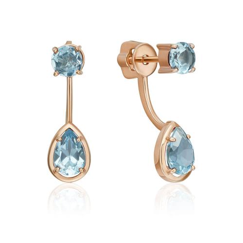 Cercei Aur Roz 14K cu Topaz - 1