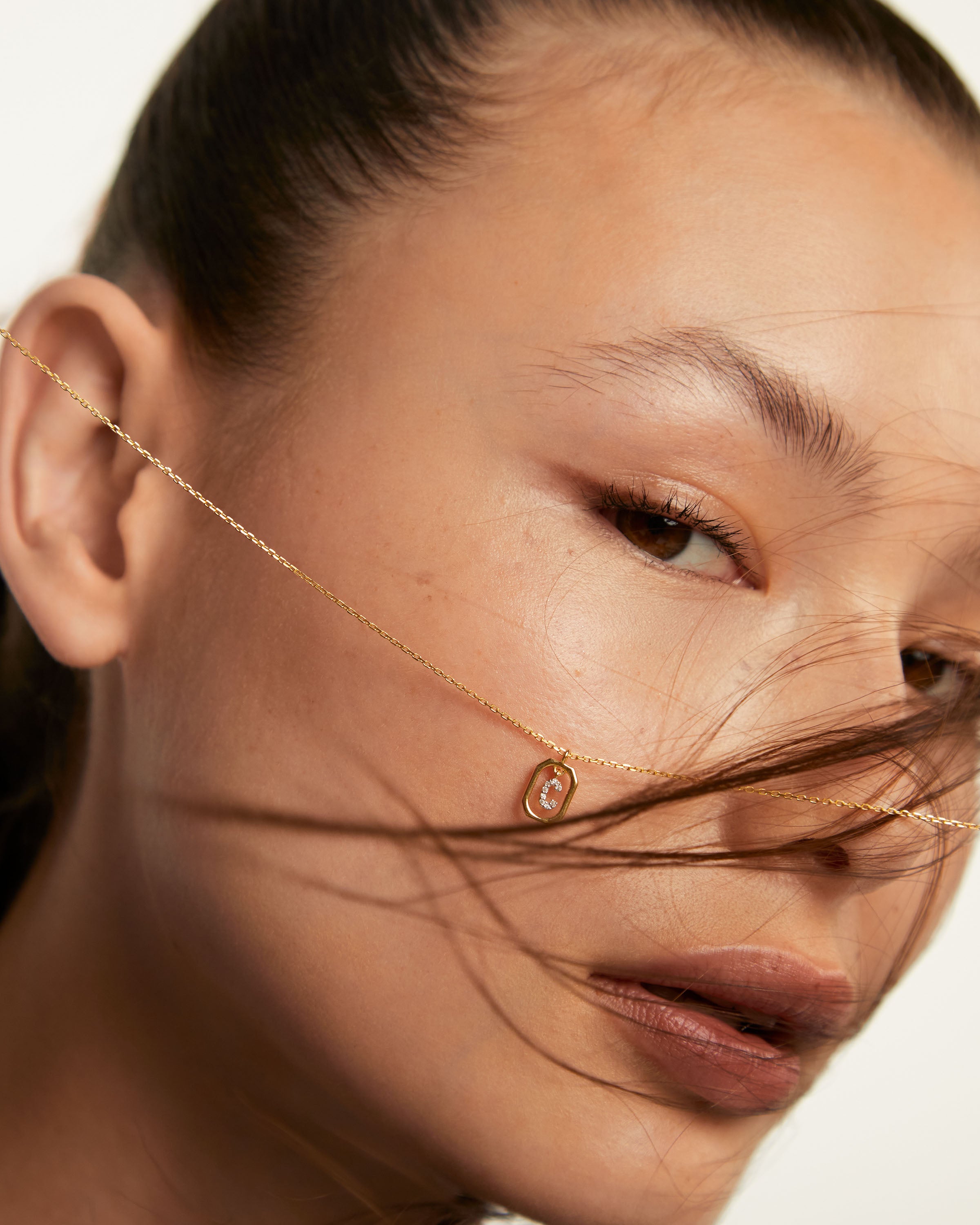 Colier din Argint placat cu Aur cu Zirconiu Litera C - 6