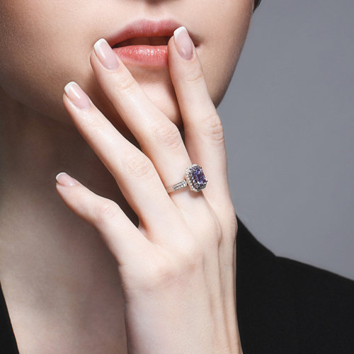 Inel din Aur Alb 14K cu Tanzanit si Diamante - 5