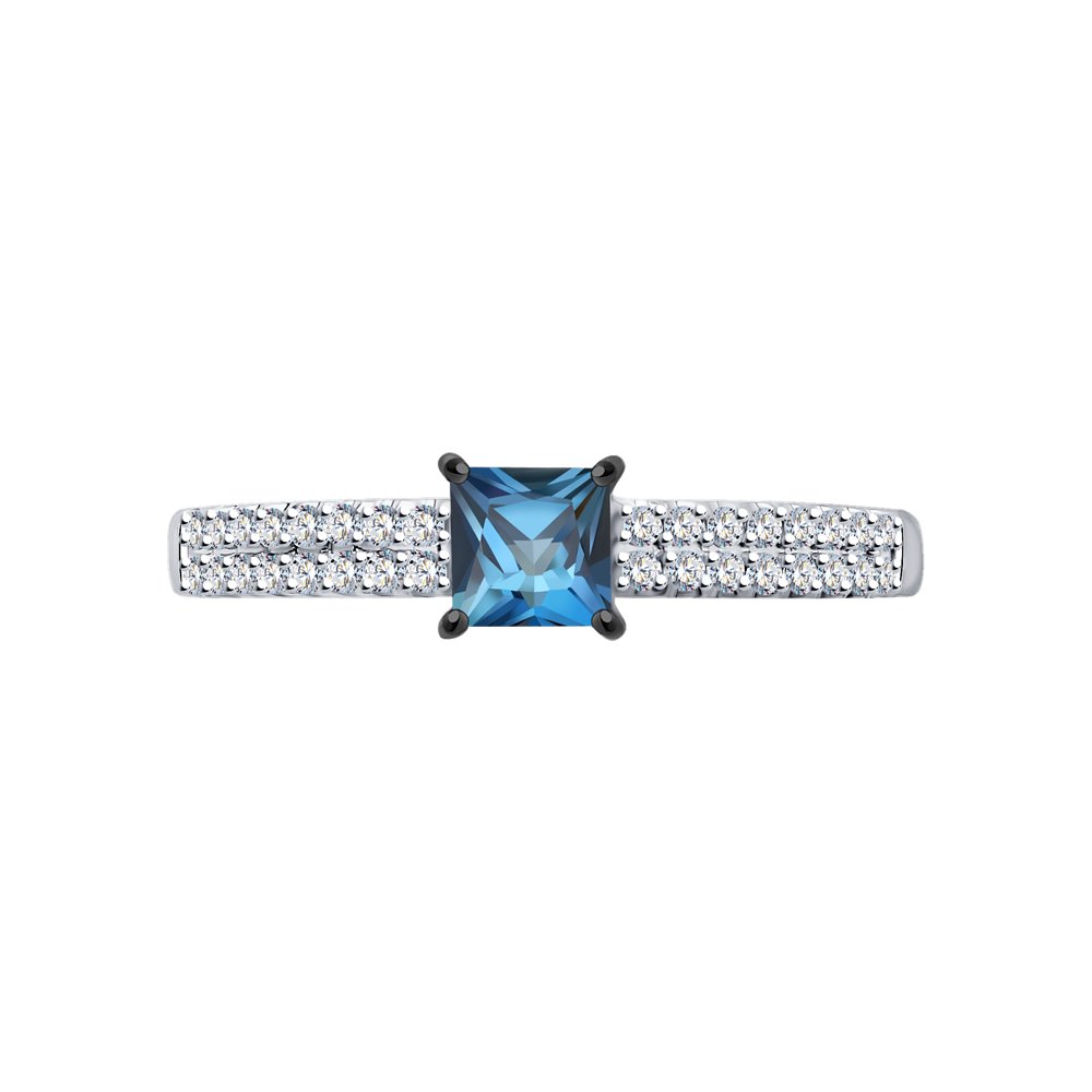 Inel  din Aur Alb 14K cu Diamante si Safir, articol 2011207-3, previzualizare foto 2