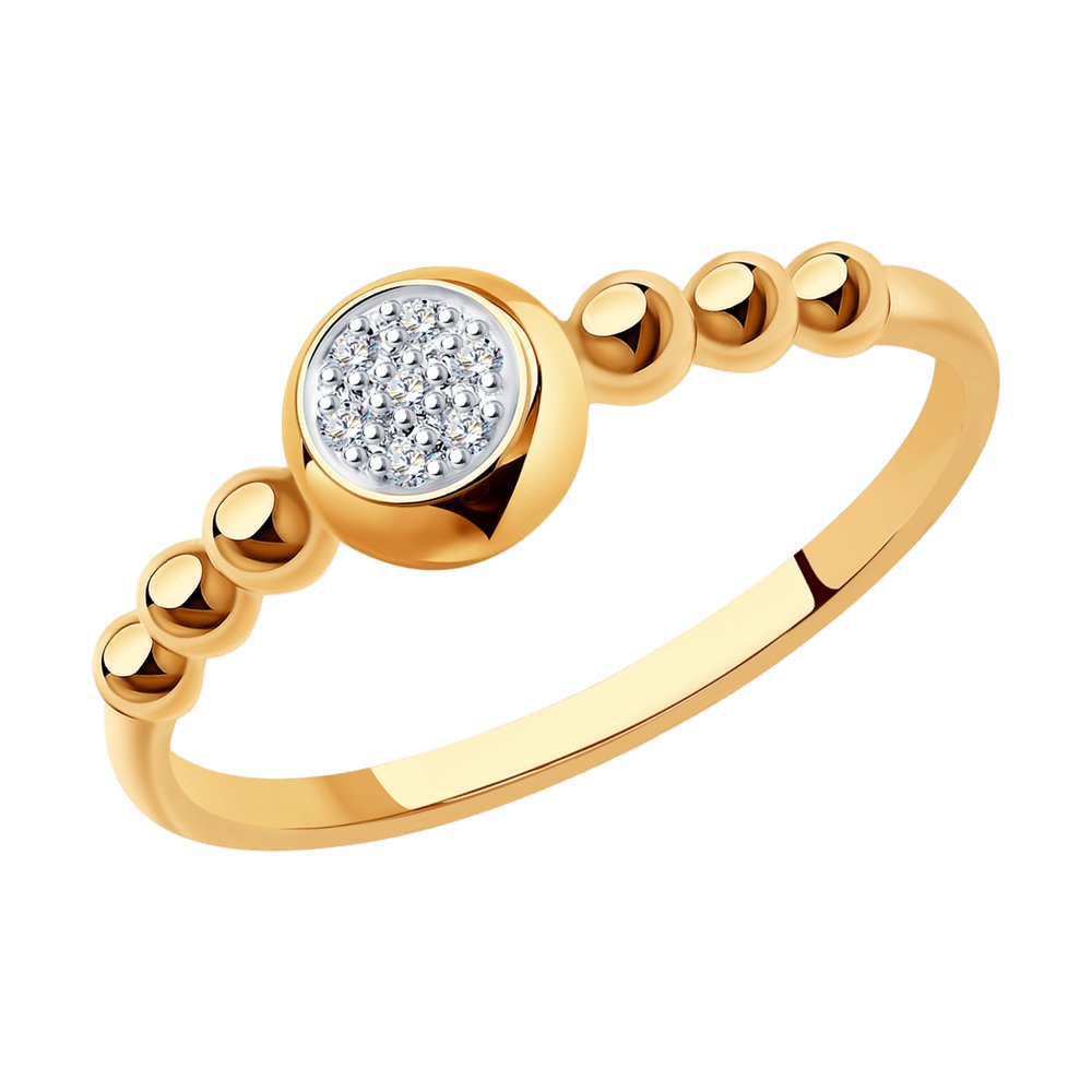Inel din Aur Roz 14K cu Diamante, articol 1012146, previzualizare foto 1