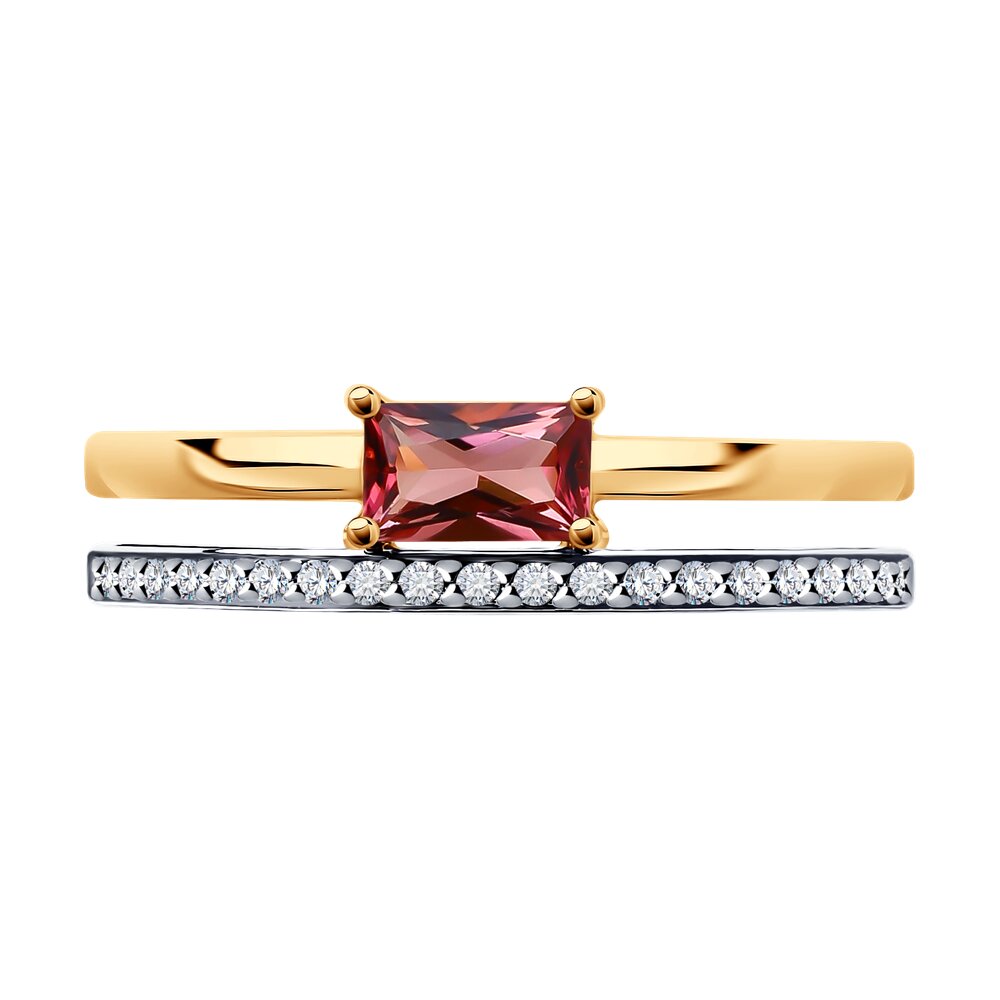 Inel din Aur Roz 14K cu Turmalina si Diamante, articol 6014212, previzualizare foto 2