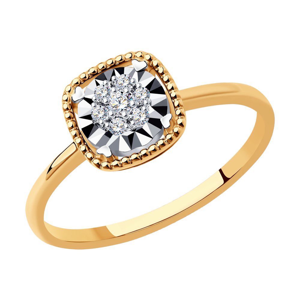 Inel din Aur Roz 14K cu Diamante, articol 1012143, previzualizare foto 1