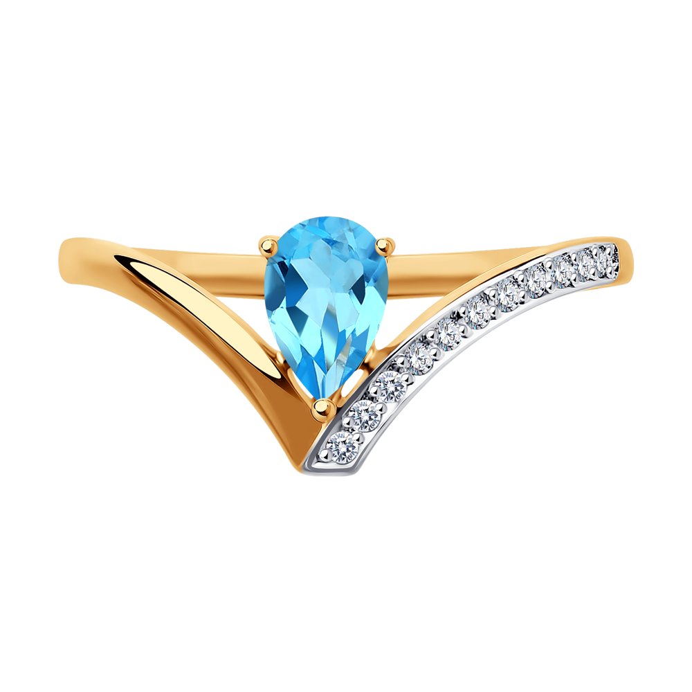Inel din Aur Roz 14K cu Topaz si Zirconiu, articol 715663, previzualizare foto 2