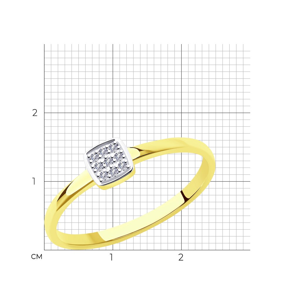 Inel din Aur Galben 14K cu Diamante, articol 1011996-2, previzualizare foto 4