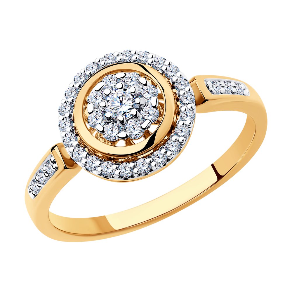 Inel din Aur Roz 14K cu Diamante, articol 1012168, previzualizare foto 1