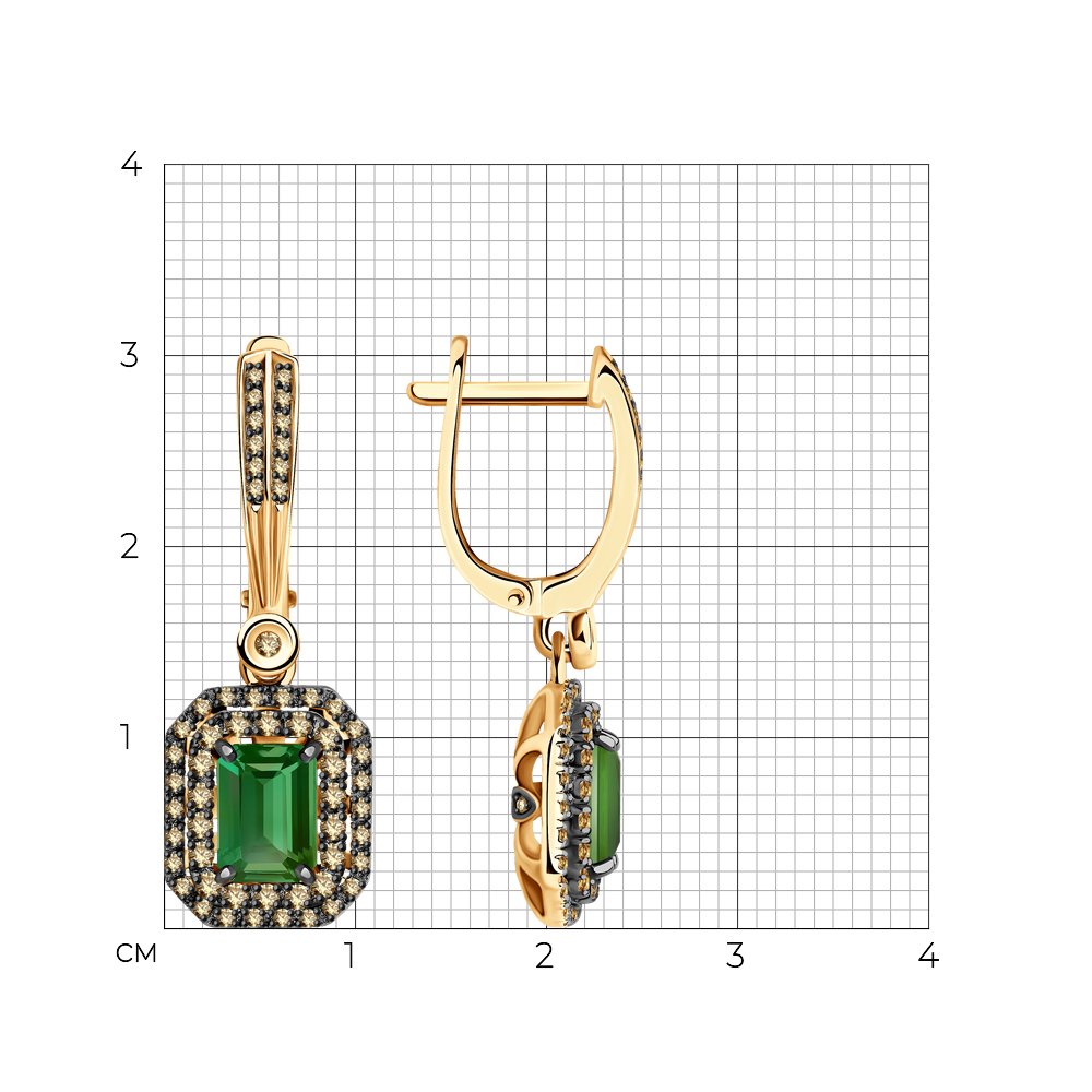 Cercei din Aur Roz 14K cu Diamante si Turmalina, articol 6024235, previzualizare foto 3