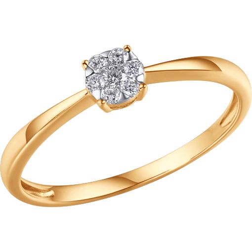 Inel din Aur Roz 14K cu Diamante, articol 1019001-7, previzualizare foto 1