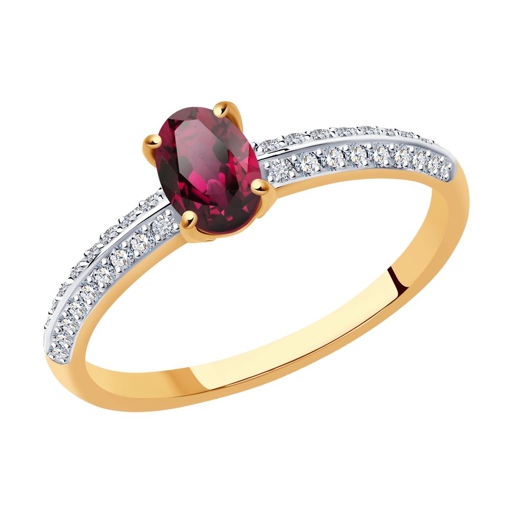 Inel din Aur Roz 14K cu Rubin si Diamante, articol 4010676, previzualizare foto 1