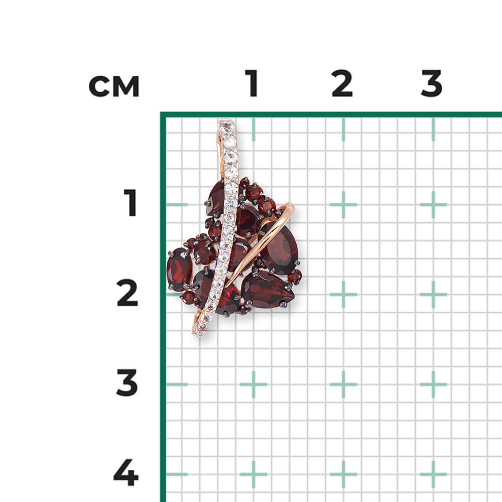 Pandantiv Aur Roz 14K cu Topaz,Granat, articol 03-3123-00-264-1110-46 №24 92, previzualizare foto 3