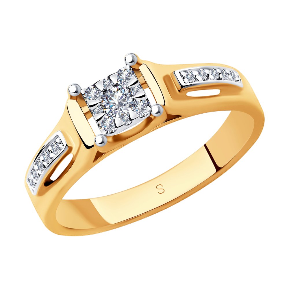 Inel din Aur Roz 14K cu Diamante, articol 1011869, previzualizare foto 1