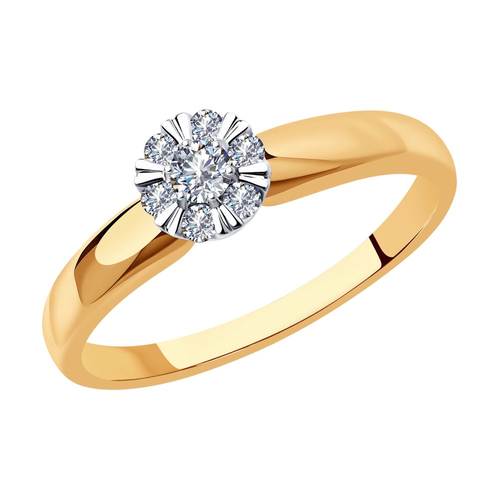 Inel din Aur Roz 14K cu Diamante, articol 1012136, previzualizare foto 1