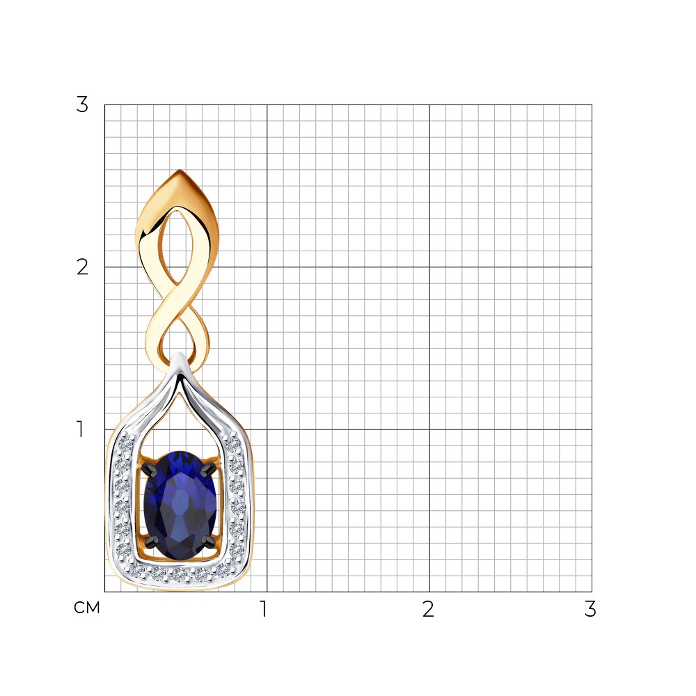 Pandantiv din Aur Roz 14K cu safir si Diamante , articol 2030262, previzualizare foto 2