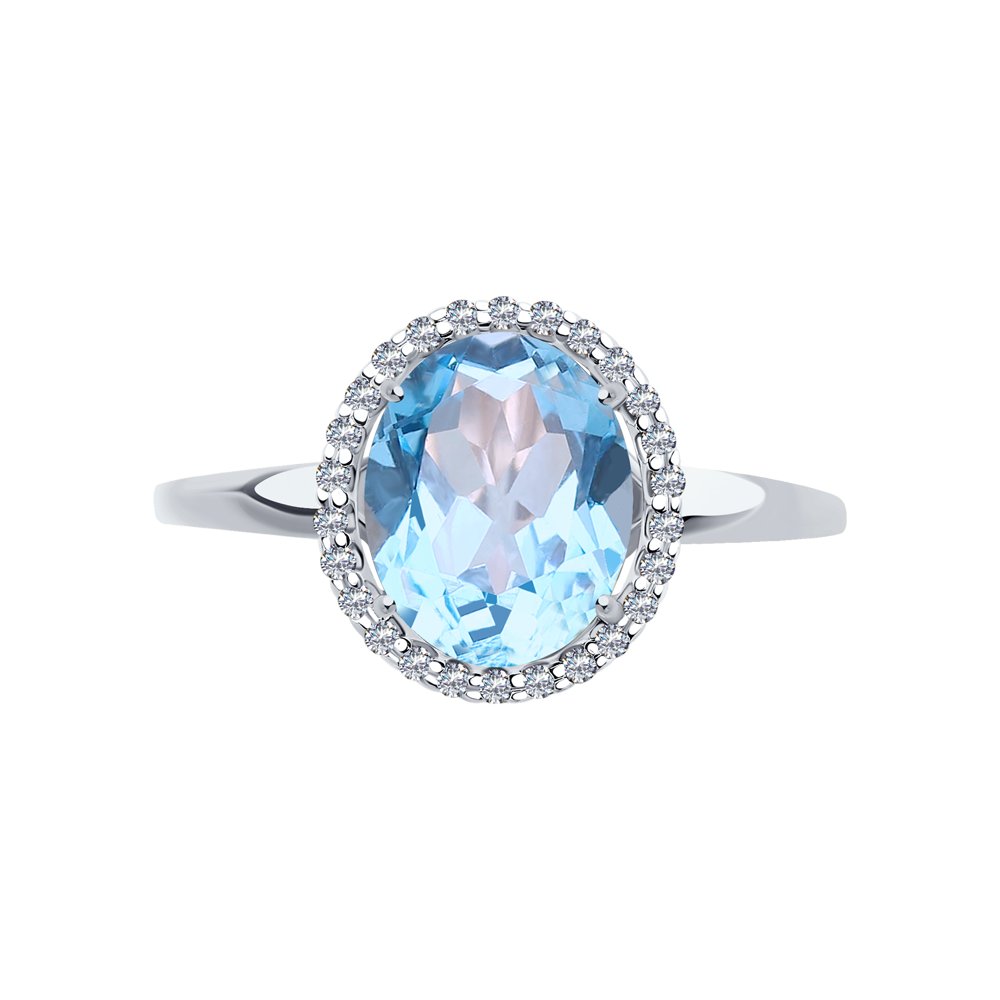 Inel din Aur Alb 14K cu Topaz si Zirconiu, articol 714967-3, previzualizare foto 2