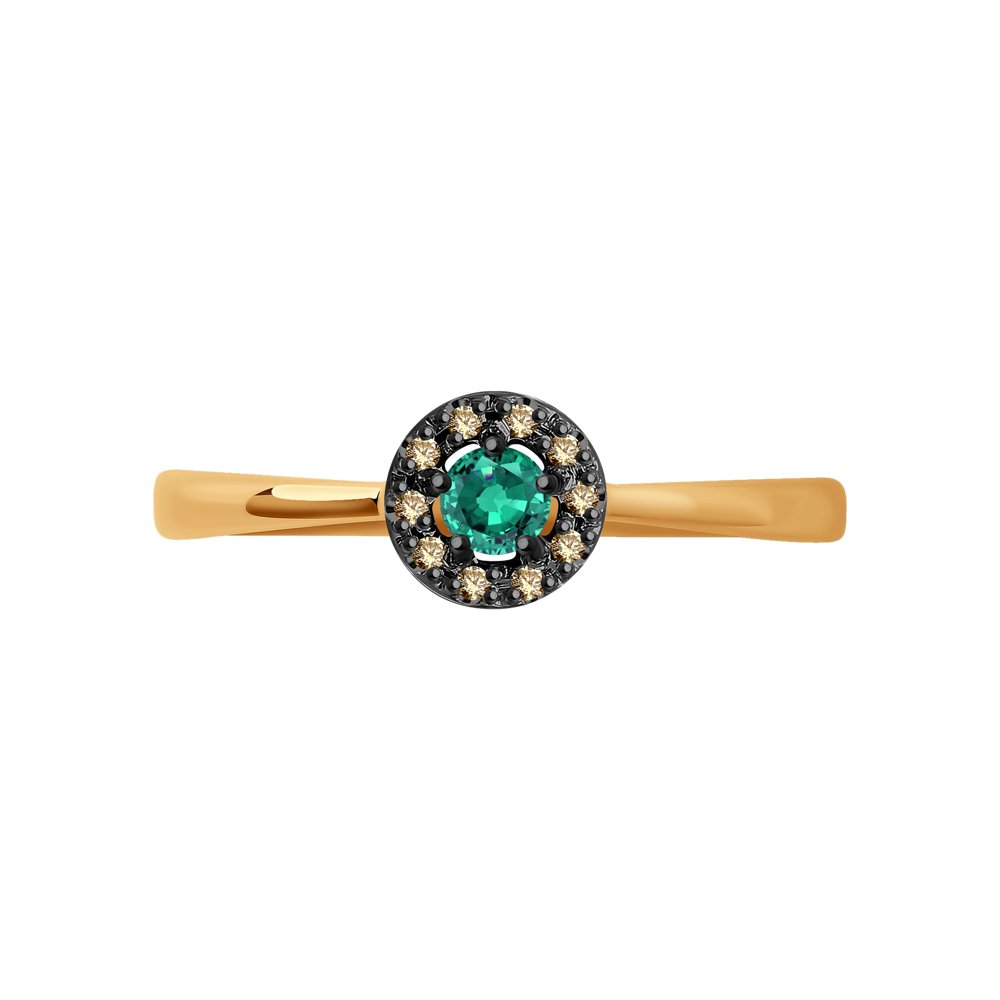 Inel din Aur Roz 14K cu Smarald si Diamante , articol 3010582, previzualizare foto 2