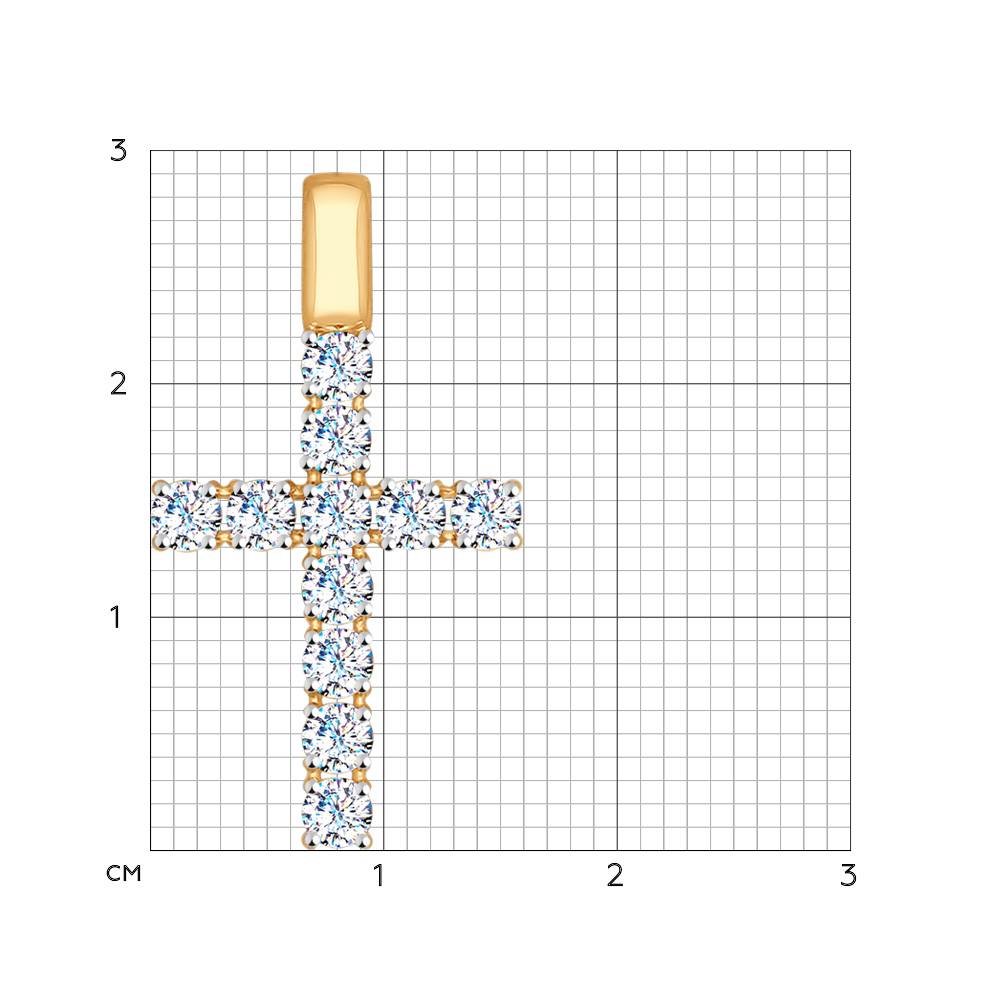 Pandantiv Cruce din Aur Roz 14k cu Swarovski