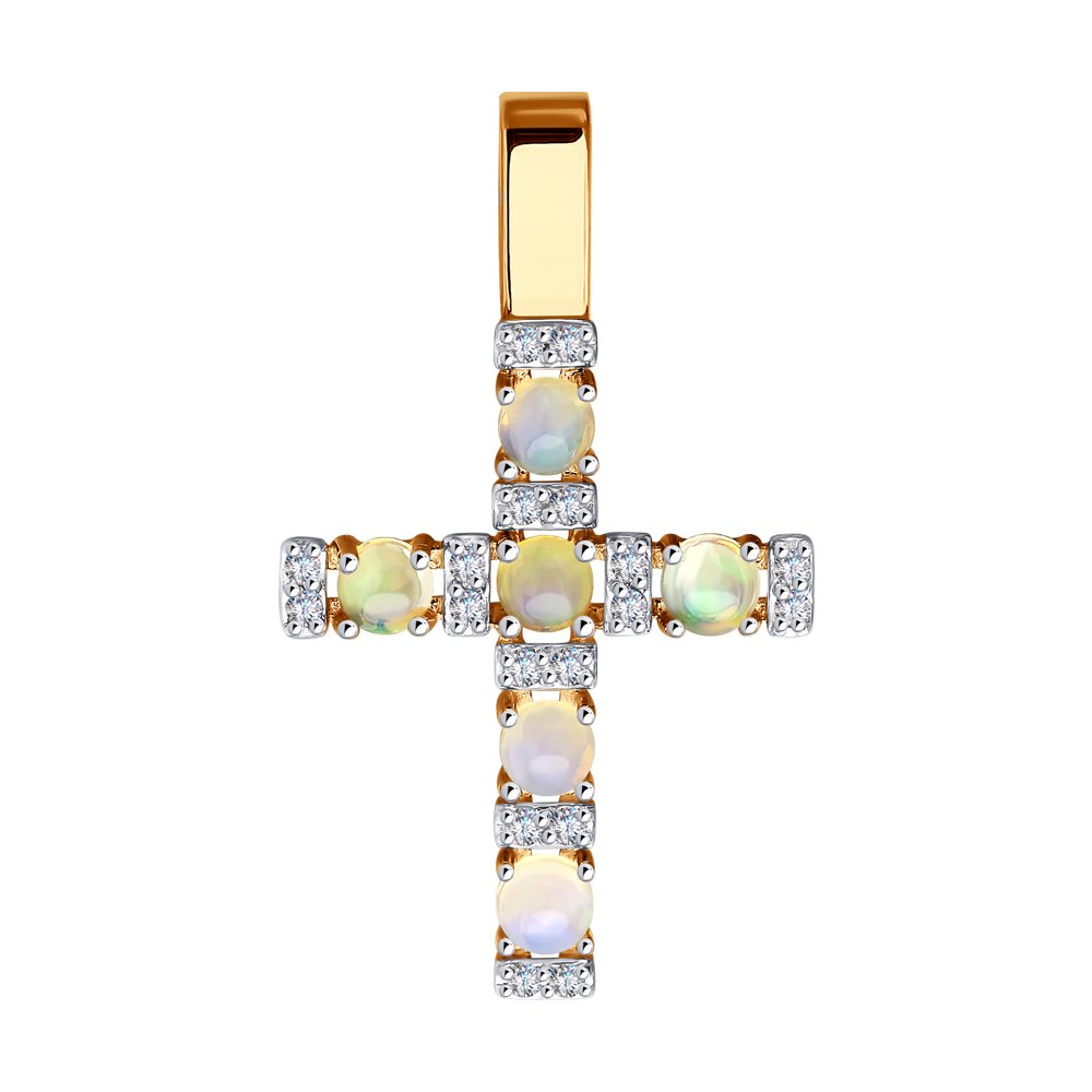 Pandantiv din Aur Roz 14K cu Opal si Diamante, articol 6034094, previzualizare foto 1
