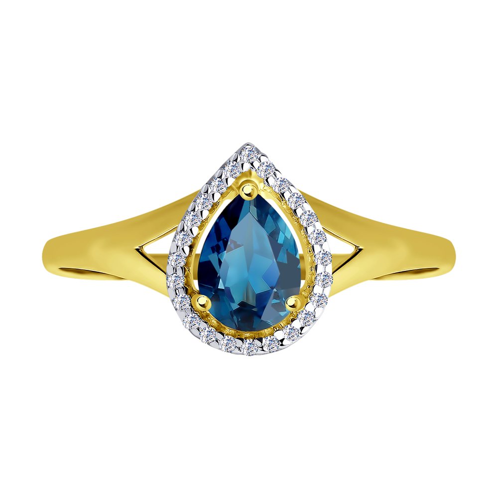 Inel din Aur Galben 14K cu Topaz si Zirconiu, articol 715522-2, previzualizare foto 2