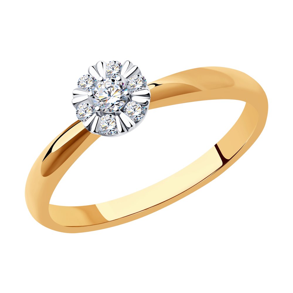 Inel din Aur Roz 14K cu Diamante, articol 1012139, previzualizare foto 1