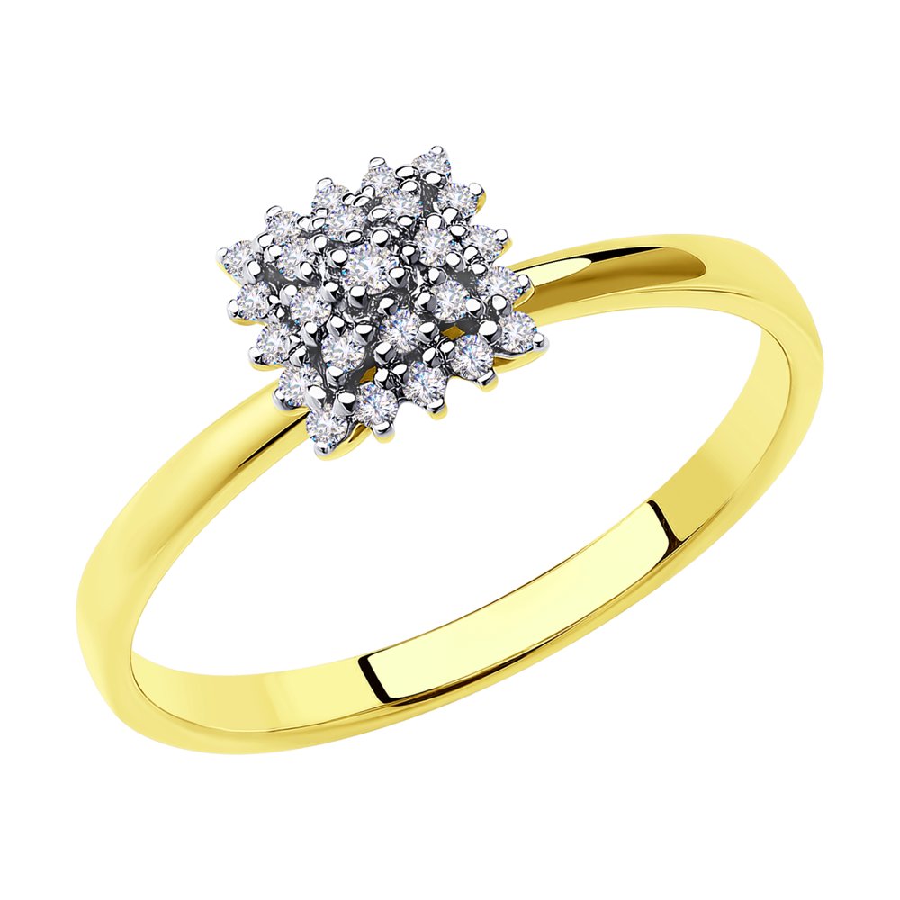Inel din Aur Galben 14K cu Diamante, articol 1012015-2, previzualizare foto 1