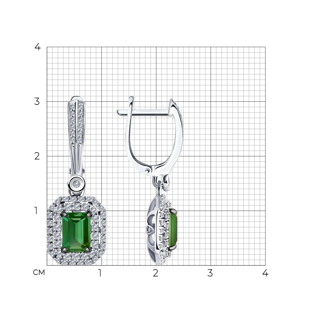 Cercei din Aur Alb 14K cu Diamante si Turmalina, articol 6024232-3, previzualizare foto 3