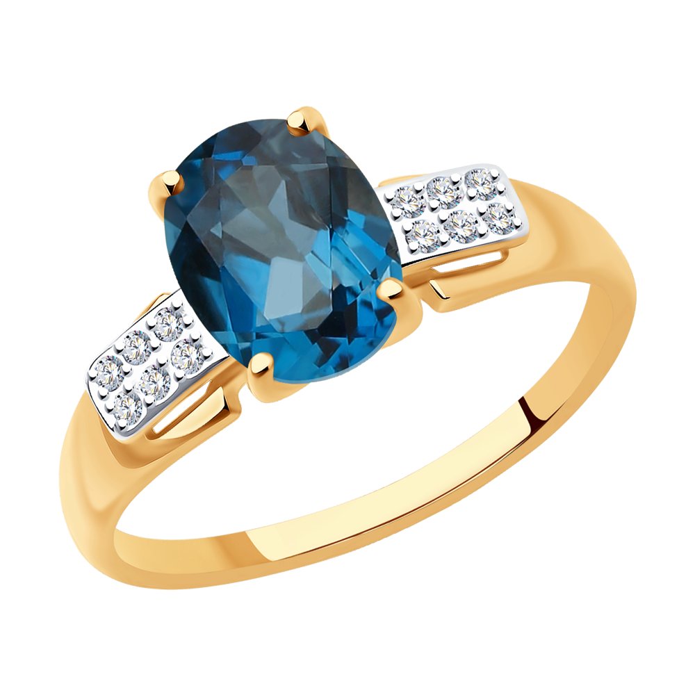 Inel din Aur Roz 14k cu Topaz si Zirconiu, articol 715061, previzualizare foto 1