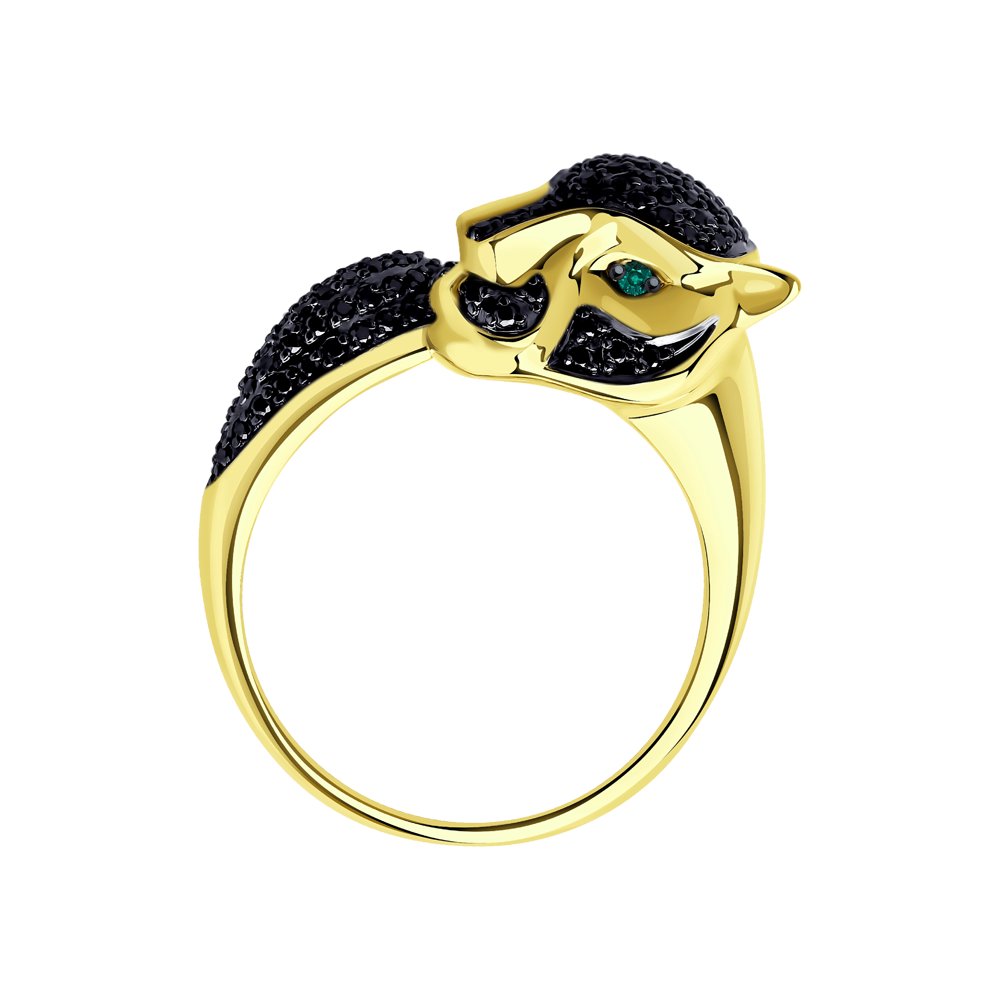 Inel din Aur Galben 14K cu Diamante Negre si Smarald „Pantera”, articol 3010580-2, previzualizare foto 3